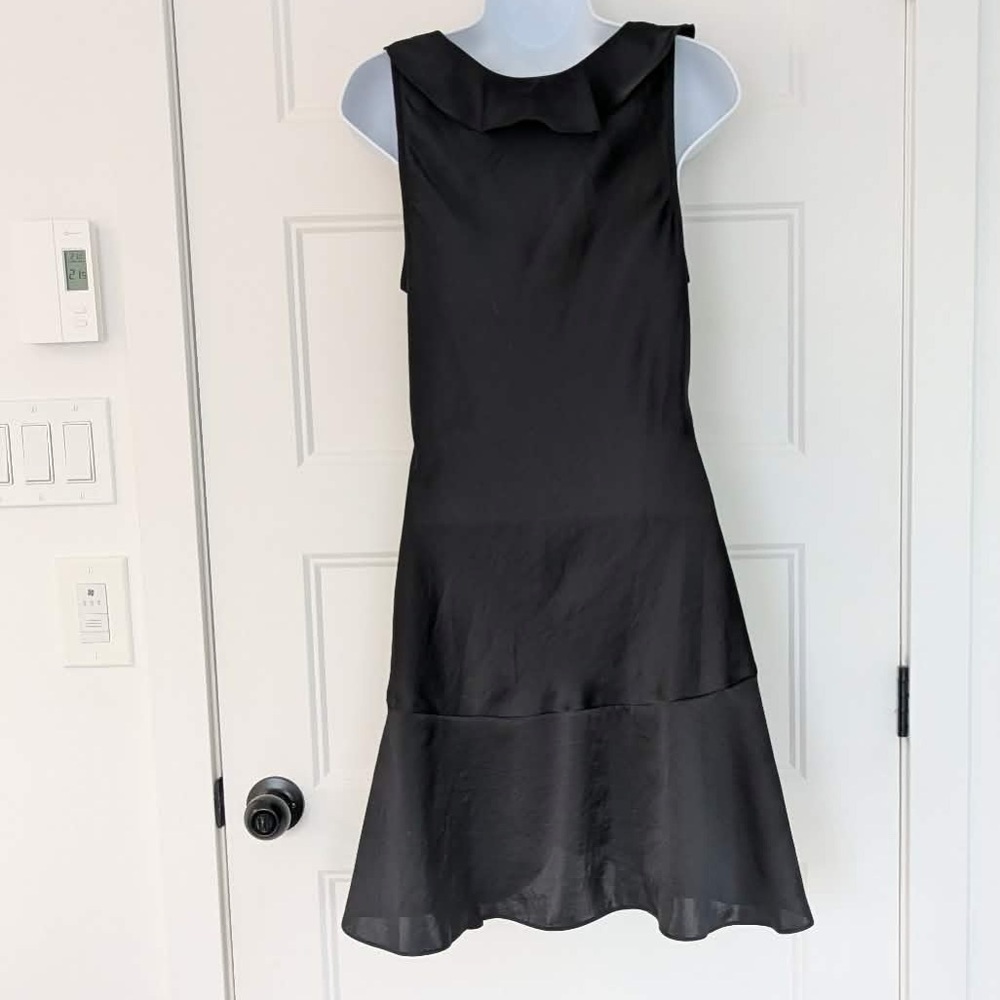 Wilfred Hera Satin Ruffle Mini Dress Black Size S Aritzia - Picture 10 of 12